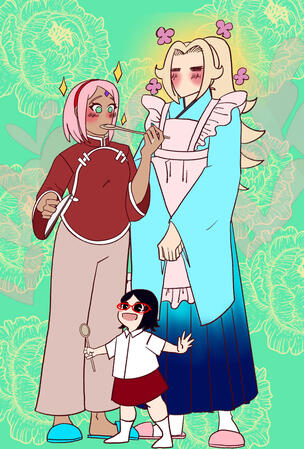 Sakura HarunoxOC + Sarada (Naruto) Digital (Procreate)